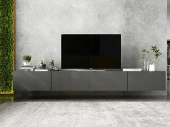 Clearance Móvel de TV suspenso com 2 portas - corpo Grafite fosco, frentes Grafite fosco - 120 cm Cinzento