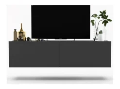 Clearance Móvel de TV suspenso com 2 portas - corpo Grafite fosco, frentes Grafite fosco - 120 cm Cinzento