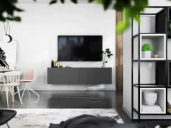 Clearance Móvel de TV suspenso com 2 portas - corpo Grafite fosco, frentes Grafite fosco - 120 cm Cinzento