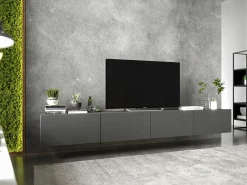 Clearance Móvel de TV suspenso com 2 portas - corpo Grafite fosco, frentes Grafite fosco - 120 cm Cinzento