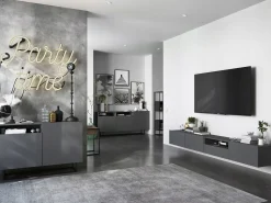 Clearance Móvel de TV suspenso com 2 portas - corpo Grafite fosco, frentes Grafite fosco - 120 cm Cinzento