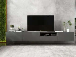 Clearance Móvel de TV suspenso com 2 portas - corpo Grafite fosco, frentes Grafite fosco - 120 cm Cinzento
