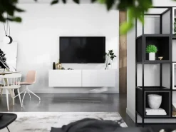 Outlet Móvel de TV suspenso com 2 portas - corpo fosco, frentes fosco - 120 cm Branco