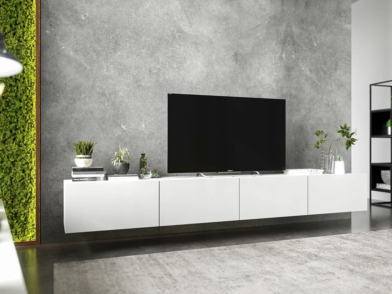 Outlet Móvel de TV suspenso com 2 portas - corpo fosco, frentes fosco - 120 cm Branco