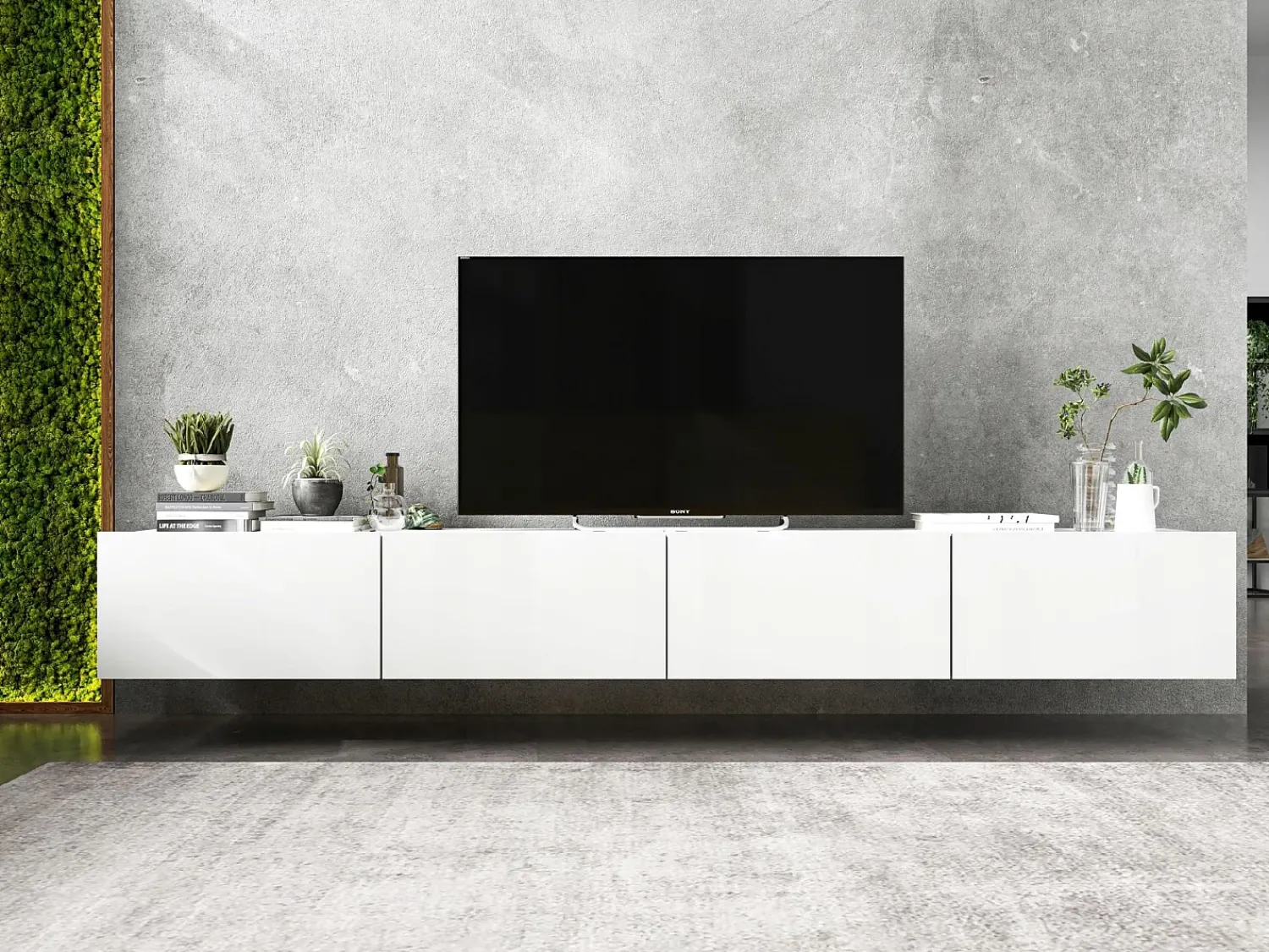 Outlet Móvel de TV suspenso com 2 portas - corpo fosco, frentes fosco - 120 cm Branco