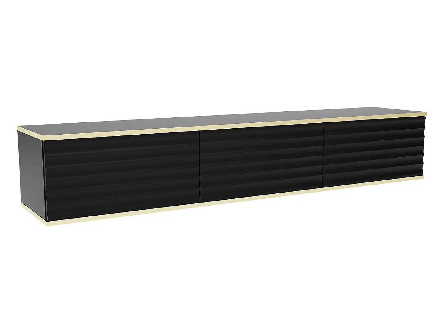 Móvel De Tv*Vente-unique Móvel de TV suspenso com 3 portas em MDF preto e dourado - ALESAR Preto / Dourado