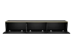 Móvel De Tv*Vente-unique Móvel de TV suspenso com 3 portas em MDF preto e dourado - ALESAR Preto / Dourado