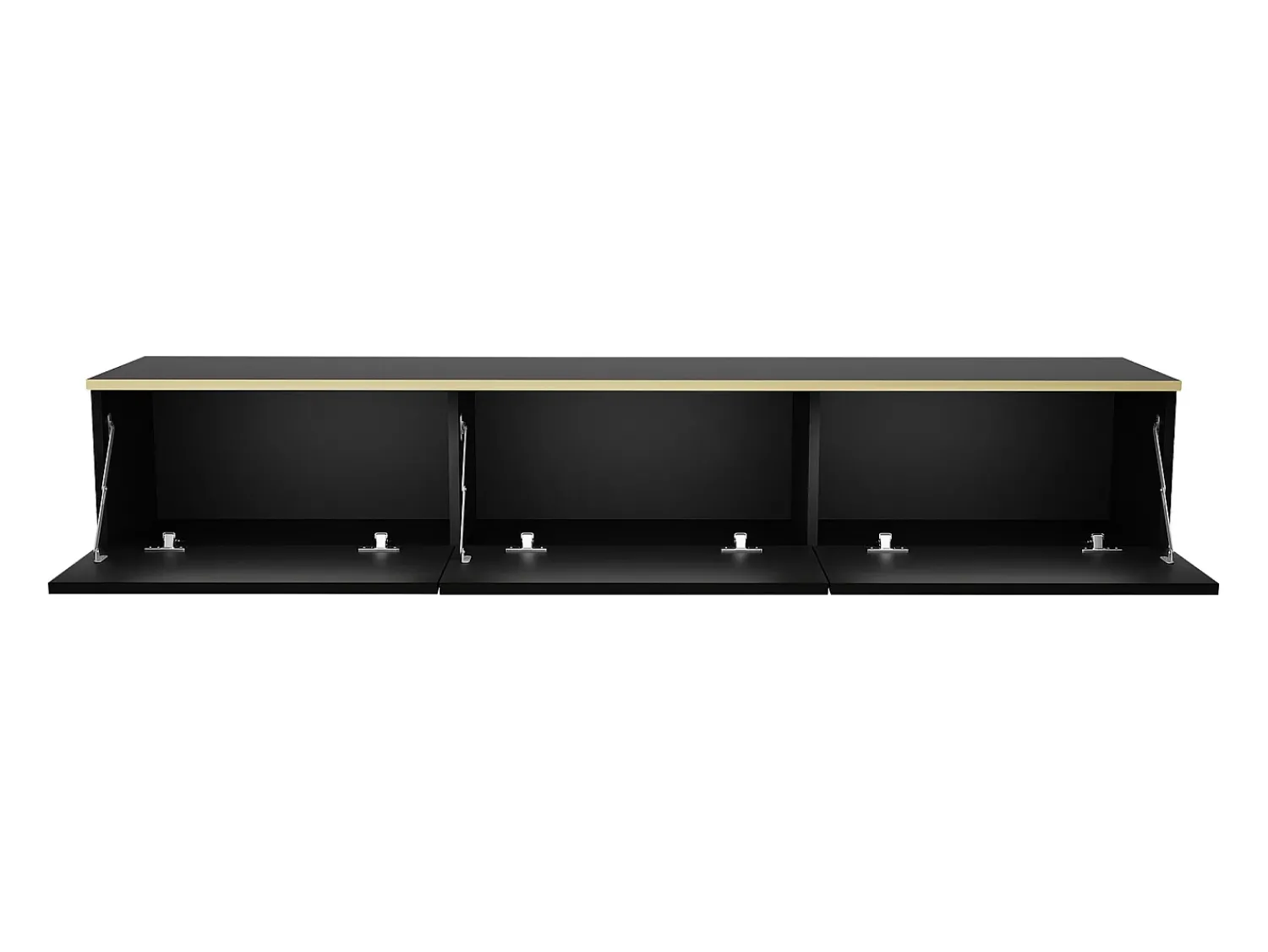Móvel De Tv*Vente-unique Móvel de TV suspenso com 3 portas em MDF preto e dourado - ALESAR Preto / Dourado