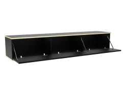 Móvel De Tv*Vente-unique Móvel de TV suspenso com 3 portas em MDF preto e dourado - ALESAR Preto / Dourado
