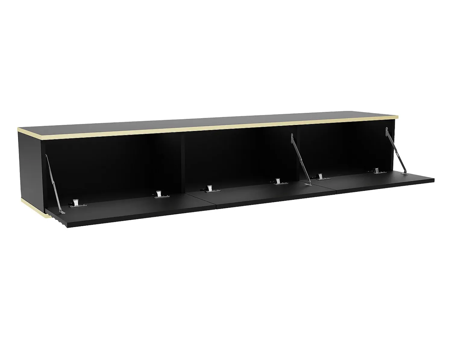 Móvel De Tv*Vente-unique Móvel de TV suspenso com 3 portas em MDF preto e dourado - ALESAR Preto / Dourado