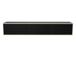 Móvel De Tv*Vente-unique Móvel de TV suspenso com 3 portas em MDF preto e dourado - ALESAR Preto / Dourado