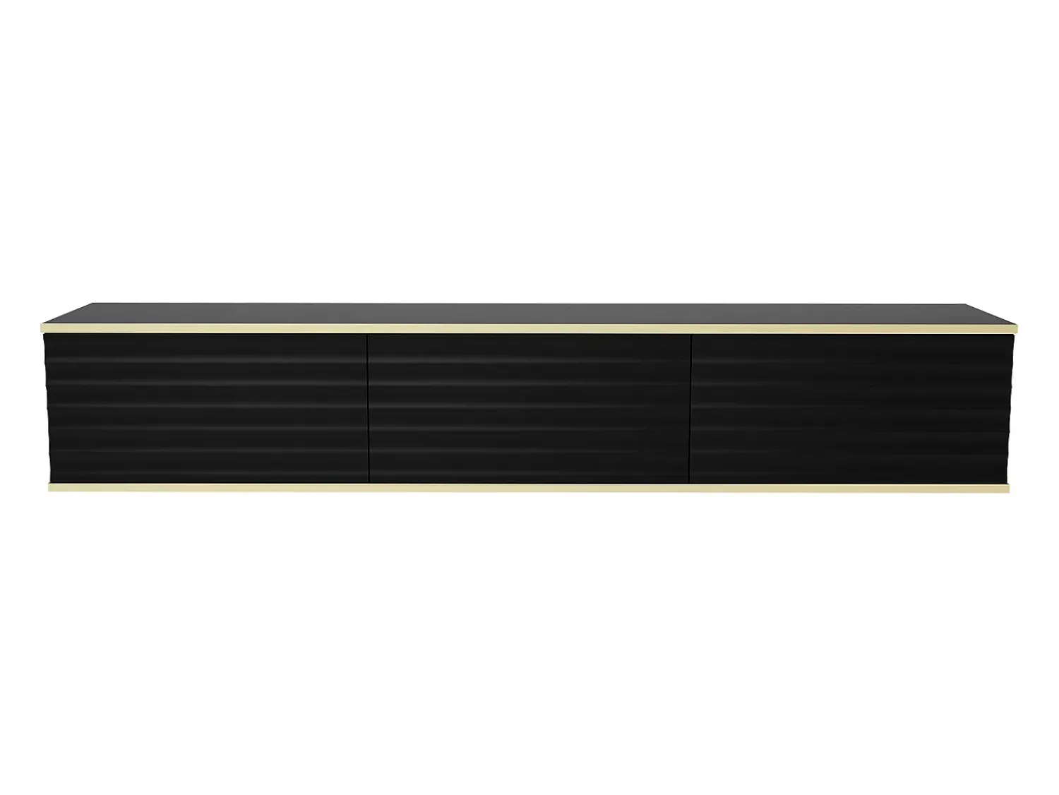 Móvel De Tv*Vente-unique Móvel de TV suspenso com 3 portas em MDF preto e dourado - ALESAR Preto / Dourado