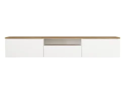 Hot Vente-unique Móvel de TV suspenso com 3 portas e 1 nicho - Branco e natural - LOTULA Natural claro / Branco