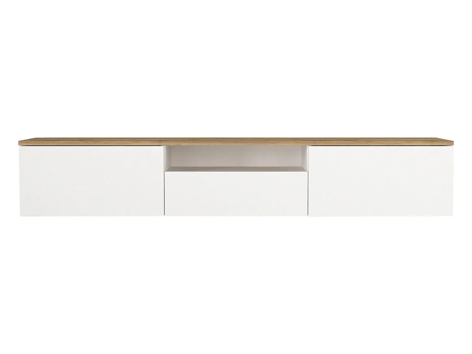 Hot Vente-unique Móvel de TV suspenso com 3 portas e 1 nicho - Branco e natural - LOTULA Natural claro / Branco