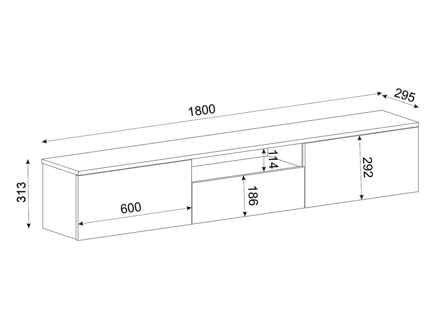 Hot Vente-unique Móvel de TV suspenso com 3 portas e 1 nicho - Branco e natural - LOTULA Natural claro / Branco