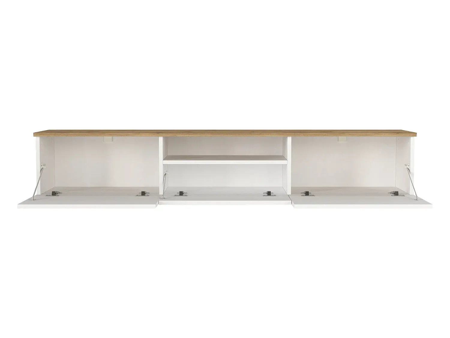 Hot Vente-unique Móvel de TV suspenso com 3 portas e 1 nicho - Branco e natural - LOTULA Natural claro / Branco