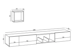 Móvel De Tv*Concept-Usine Móvel de TV Suspenso com Arrumação Imitação Carvalho Claro BERGEN Castanho