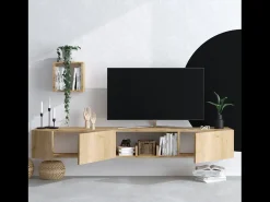 Móvel De Tv*Concept-Usine Móvel de TV Suspenso com Arrumação Imitação Carvalho Claro BERGEN Castanho