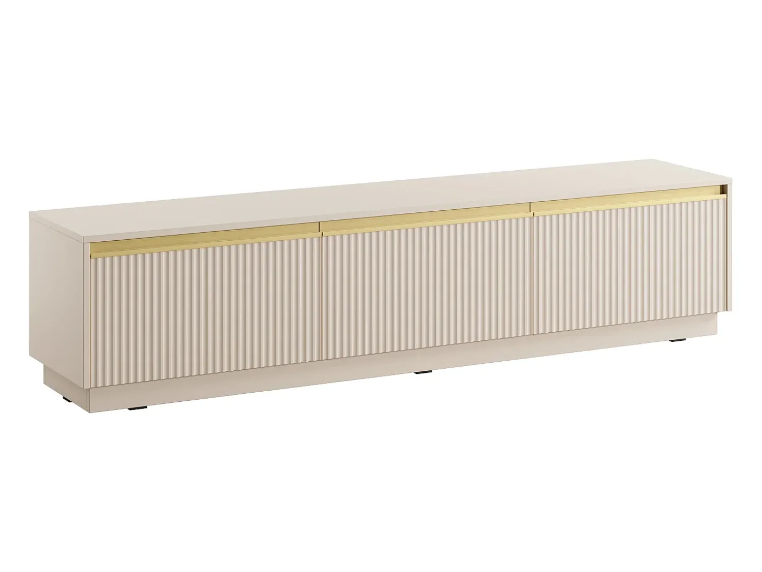 Móvel De Tv*Vente-unique Móvel de TV suspenso ou de pousar com 3 portas MDF e dourado - POSINIA Bege