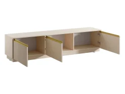 Móvel De Tv*Vente-unique Móvel de TV suspenso ou de pousar com 3 portas MDF e dourado - POSINIA Bege