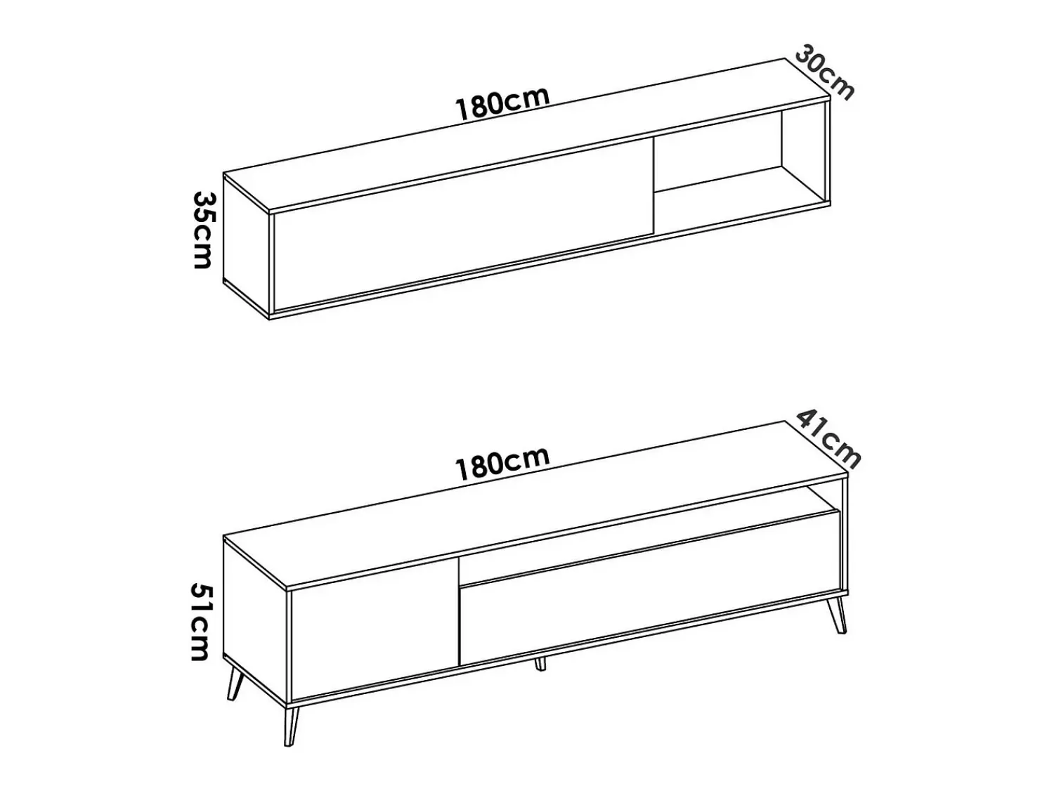Móvel De Tv|Dmora Móvel de TV Tambo, móvel de sala de TV, móvel de sala multiuso, 180x41h180 cm, antracite e carvalho nó Preto