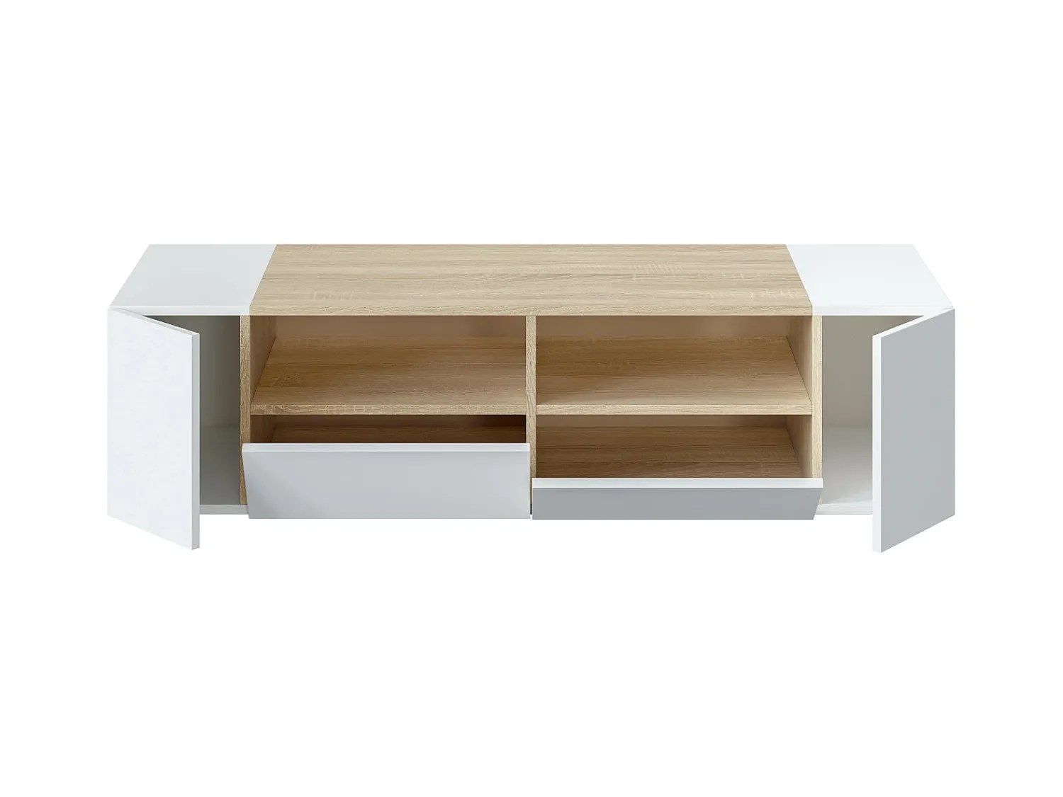 Discount VS Venta-stock Móvel de TV Tania 4 Portas Cor e Carvalho, 138 x 42 cm Branco