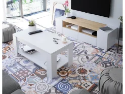 Discount VS Venta-stock Móvel de TV Tania 4 Portas Cor e Carvalho, 138 x 42 cm Branco