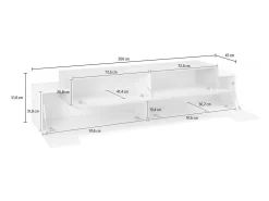 Clearance Dmora Móvel de TV Teo, Aparador baixo de sala, Base de móvel de televisão, 100% Fabricado em Itália, 200x45h52 cm, brilhante e cimento Branco