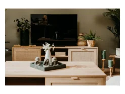 Móvel De Tv|Concept-Usine Móvel de TV Tivat em Carvalho Sonoma com Armários em Cannage Castanho