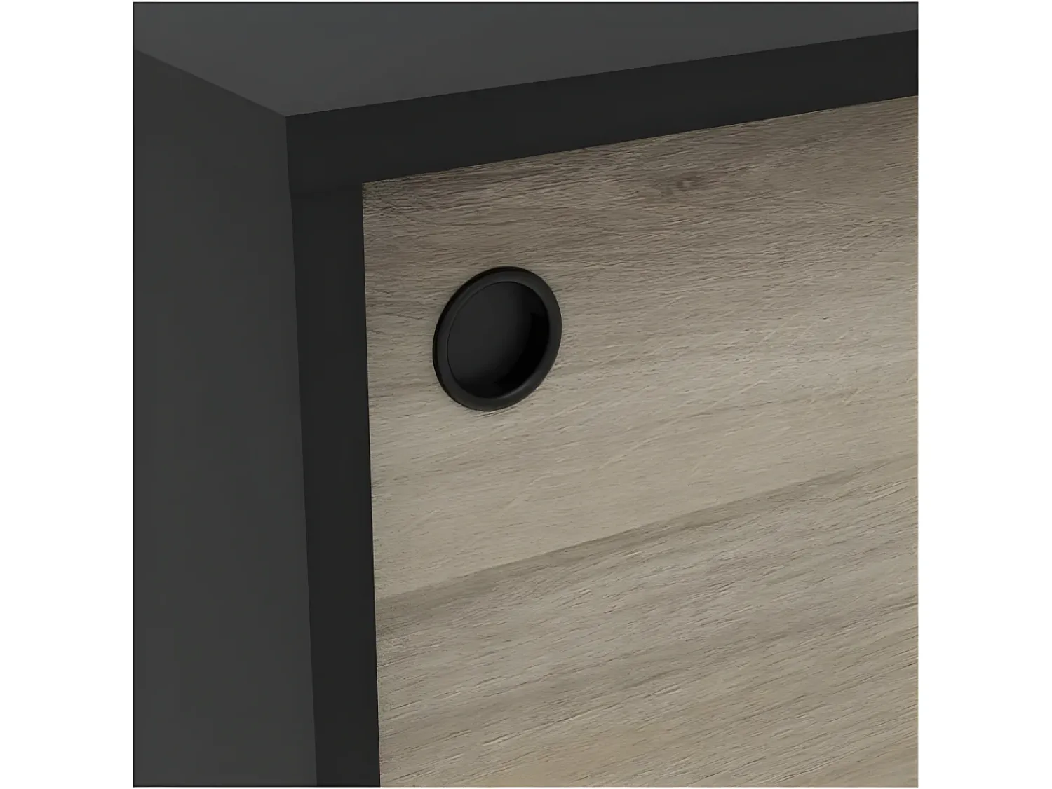 Móvel De Tv| Móvel de TV Tomy com porta de correr e armazenamento - Decoração de carvalho kronberg e - L 151,3 x P 42,3 x A 42,7 cm Preto