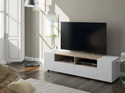 Móvel De Tv|Dmora Móvel de TV Topeka, Aparador de televisão da sala, Móvel de TV moderno, Aparador baixo multiusos, 138x42h36 cm, e Carvalho Branco