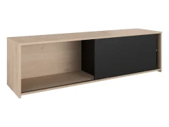 Móvel De Tv* Móvel de TV Trevo para sala de estar com porta de correr, carvalho e Jackson, 155x43x40 cm Preto