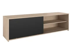 Móvel De Tv* Móvel de TV Trevo para sala de estar com porta de correr, carvalho e Jackson, 155x43x40 cm Preto