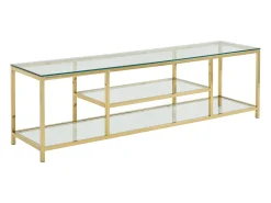 Móvel De Tv*Vente-unique Móvel de TV vidro temperado e aço inoxidável transparente e dourado - RIMALI Transparente / Dourado
