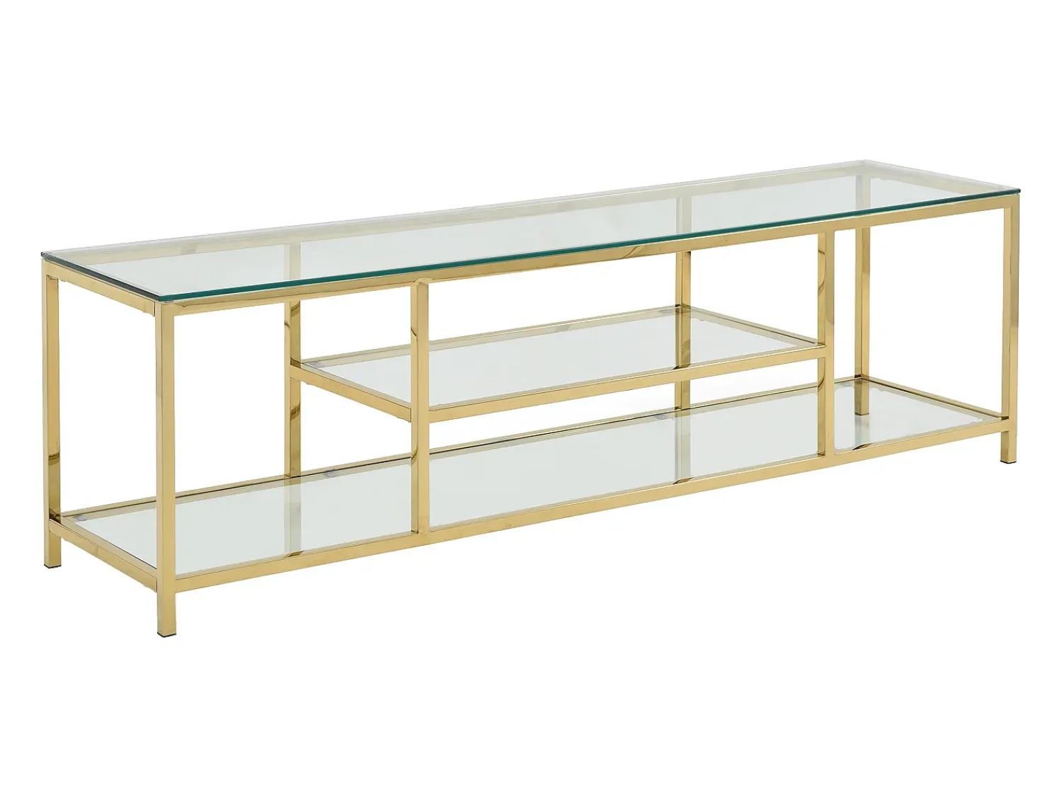 Móvel De Tv*Vente-unique Móvel de TV vidro temperado e aço inoxidável transparente e dourado - RIMALI Transparente / Dourado