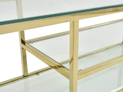 Móvel De Tv*Vente-unique Móvel de TV vidro temperado e aço inoxidável transparente e dourado - RIMALI Transparente / Dourado