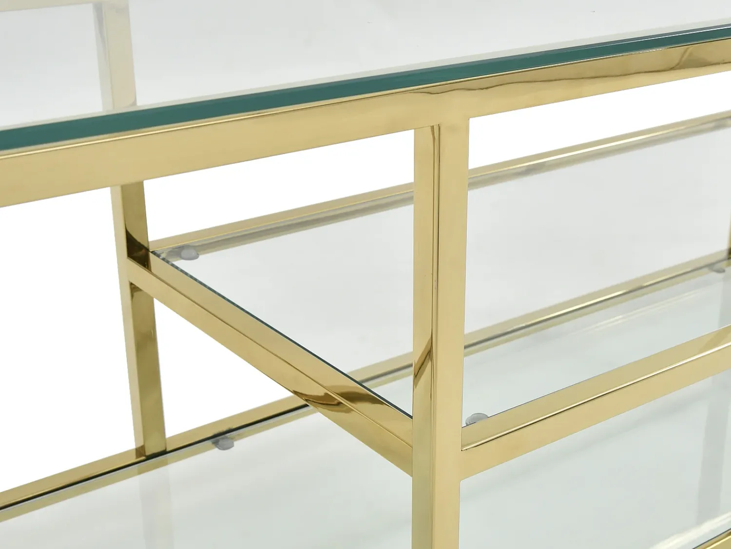 Móvel De Tv*Vente-unique Móvel de TV vidro temperado e aço inoxidável transparente e dourado - RIMALI Transparente / Dourado