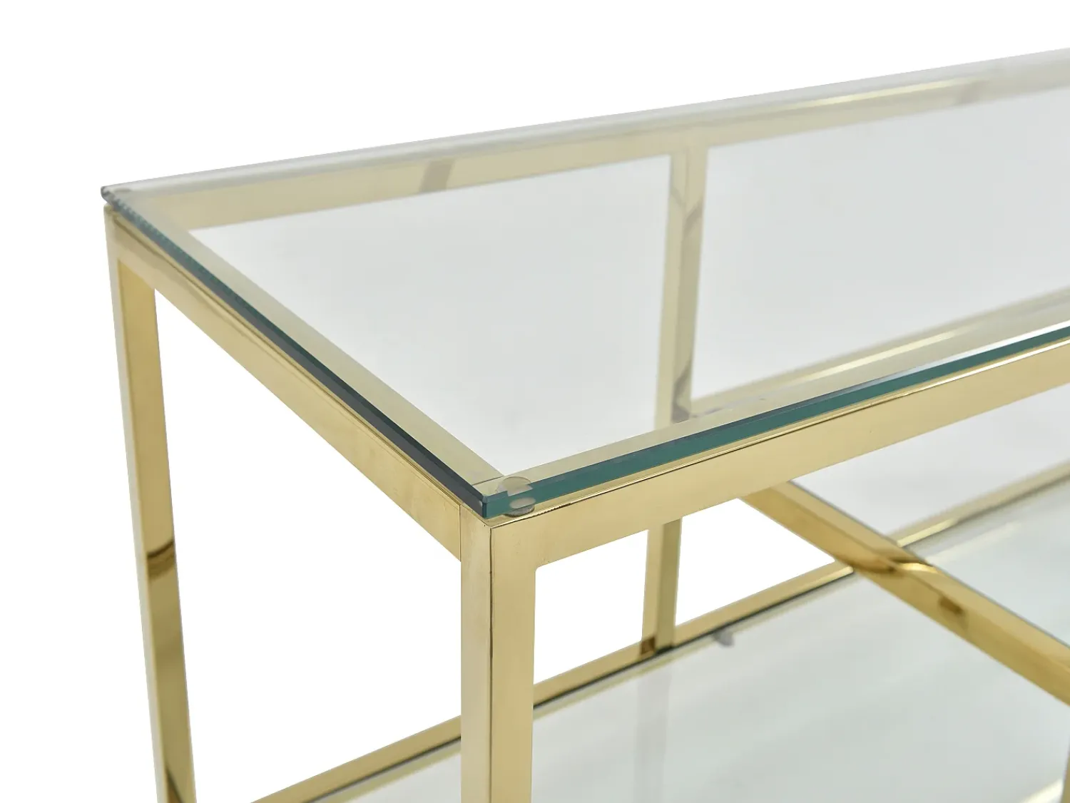 Móvel De Tv*Vente-unique Móvel de TV vidro temperado e aço inoxidável transparente e dourado - RIMALI Transparente / Dourado