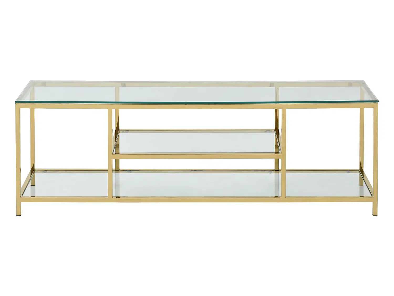 Móvel De Tv*Vente-unique Móvel de TV vidro temperado e aço inoxidável transparente e dourado - RIMALI Transparente / Dourado