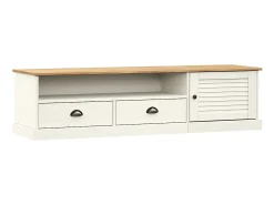 Discount Móvel de TV VIGO 156x40x40 cm madeira de pinho maciça PT886923 Branco