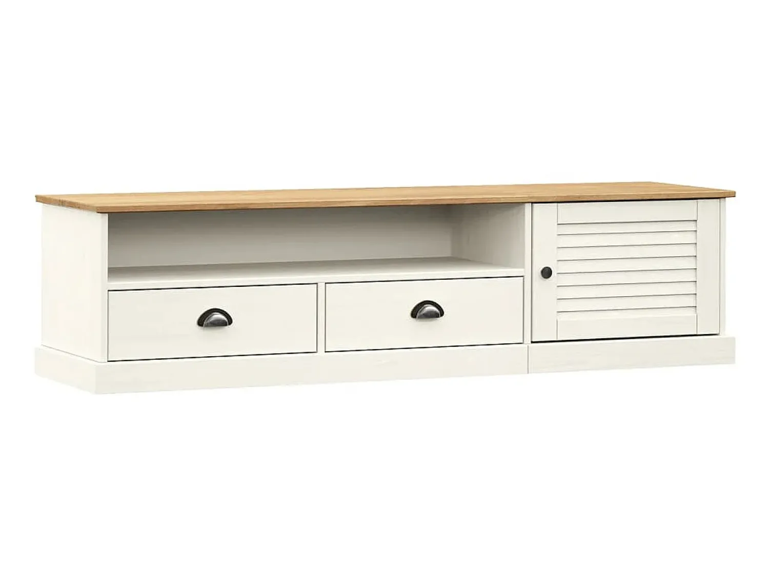 Discount Móvel de TV VIGO 156x40x40 cm madeira de pinho maciça PT886923 Branco