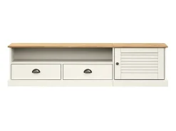 Discount Móvel de TV VIGO 156x40x40 cm madeira de pinho maciça PT886923 Branco