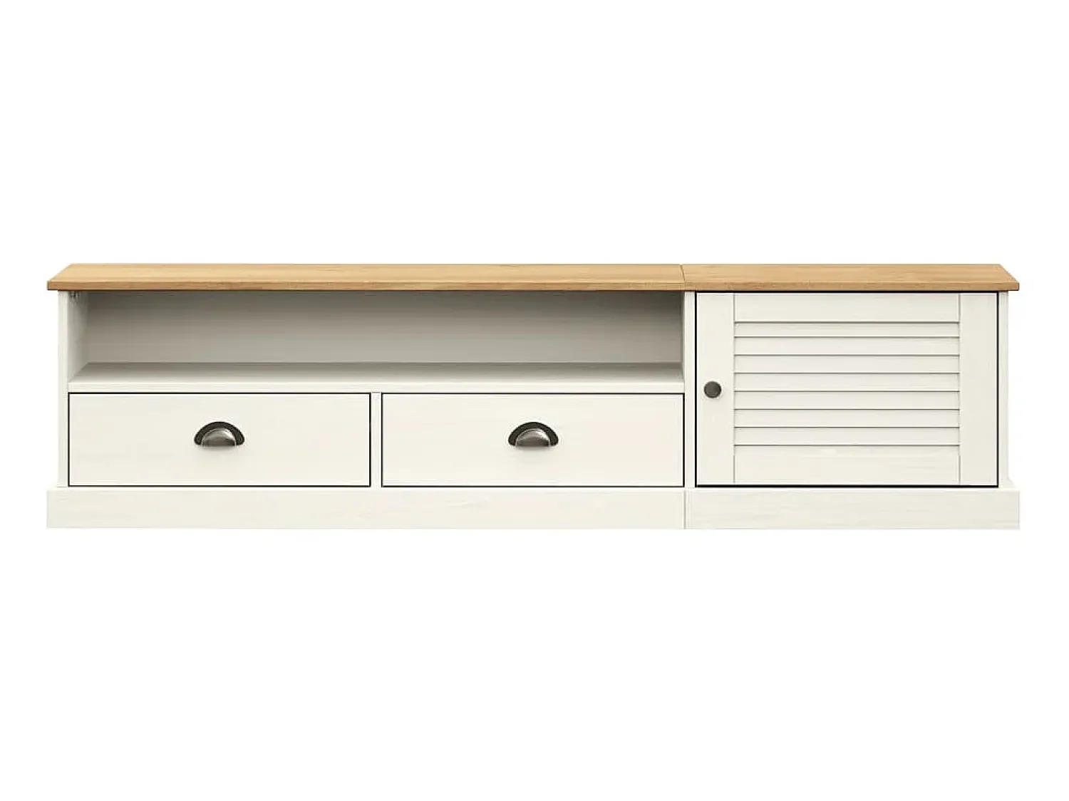 Discount Móvel de TV VIGO 156x40x40 cm madeira de pinho maciça PT886923 Branco