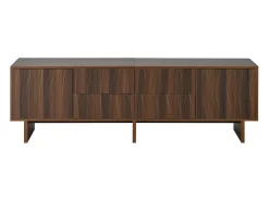 Móvel De Tv|ModernLuxe Móvel de TV 180x40x56 cm - 4 gavetas e 2 portas - design ondulado - painéis de partículas - cor nogueira escura Castanho