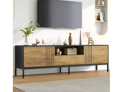 ModernLuxe Móvel de TV 170x35x50 cm - 2 portas e 1 gaveta - TV até 70 polegadas - Painéis de partículas - Natural e preto^ Móvel De Tv