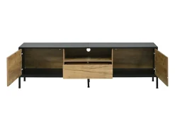 ModernLuxe Móvel de TV 170x35x50 cm - 2 portas e 1 gaveta - TV até 70 polegadas - Painéis de partículas - Natural e preto^ Móvel De Tv
