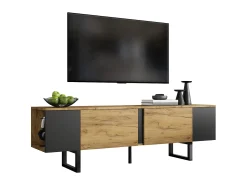 Móvel De Tv|ModernLuxe Móvel de TV 180x40x55 cm - 2 portas e prateleiras abertas - TV até 75 polegadas - Painéis de partículas - Natural e preto Natural claro