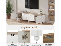 Móvel De Tv|ModernLuxe Móvel de TV 180x40x45 cm - 4 portas - design moderno - MDF - + Natural Branco