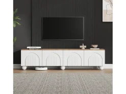 Móvel De Tv|ModernLuxe Móvel de TV 180x40x45 cm - 4 portas - design moderno - MDF - + Natural Branco