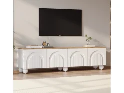 Móvel De Tv|ModernLuxe Móvel de TV 180x40x45 cm - 4 portas - design moderno - MDF - + Natural Branco